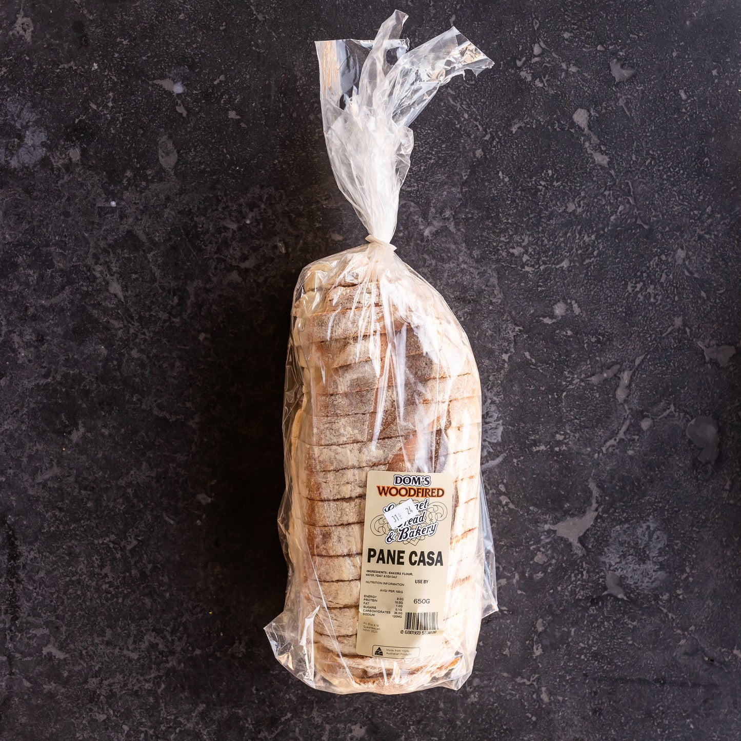 Wood fired Gourmet Bread PANE CASA 650g from Dom’s Bakery