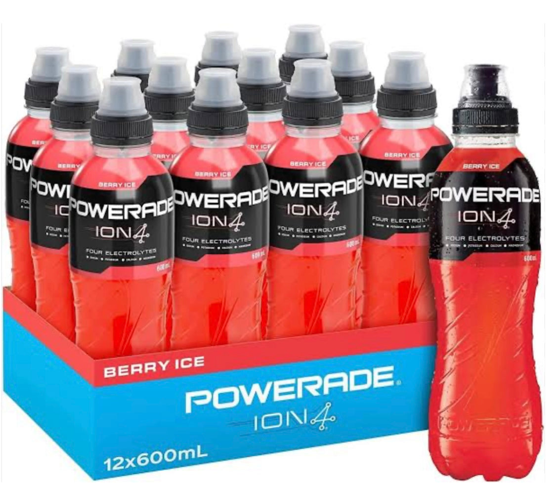 Powerade Sports RED Drink Multipack Sipper Cap Bottles 12 x 600mL