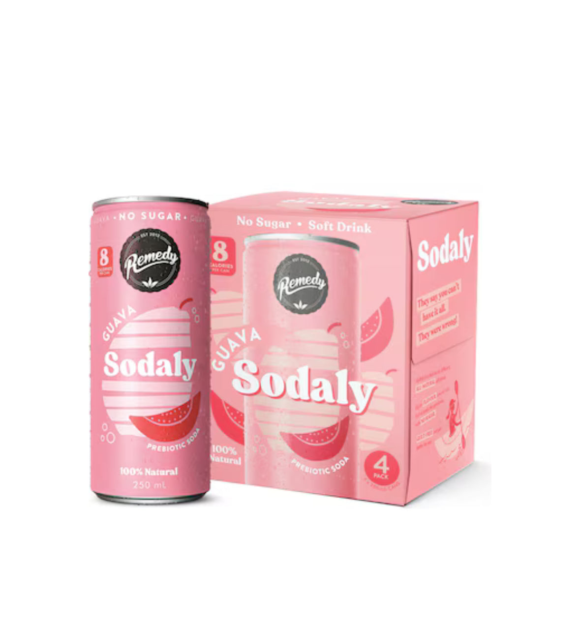 Remedy Guava Sodaly Prebiotic Prebiotic Soda No Sugar Cans 4x250ml