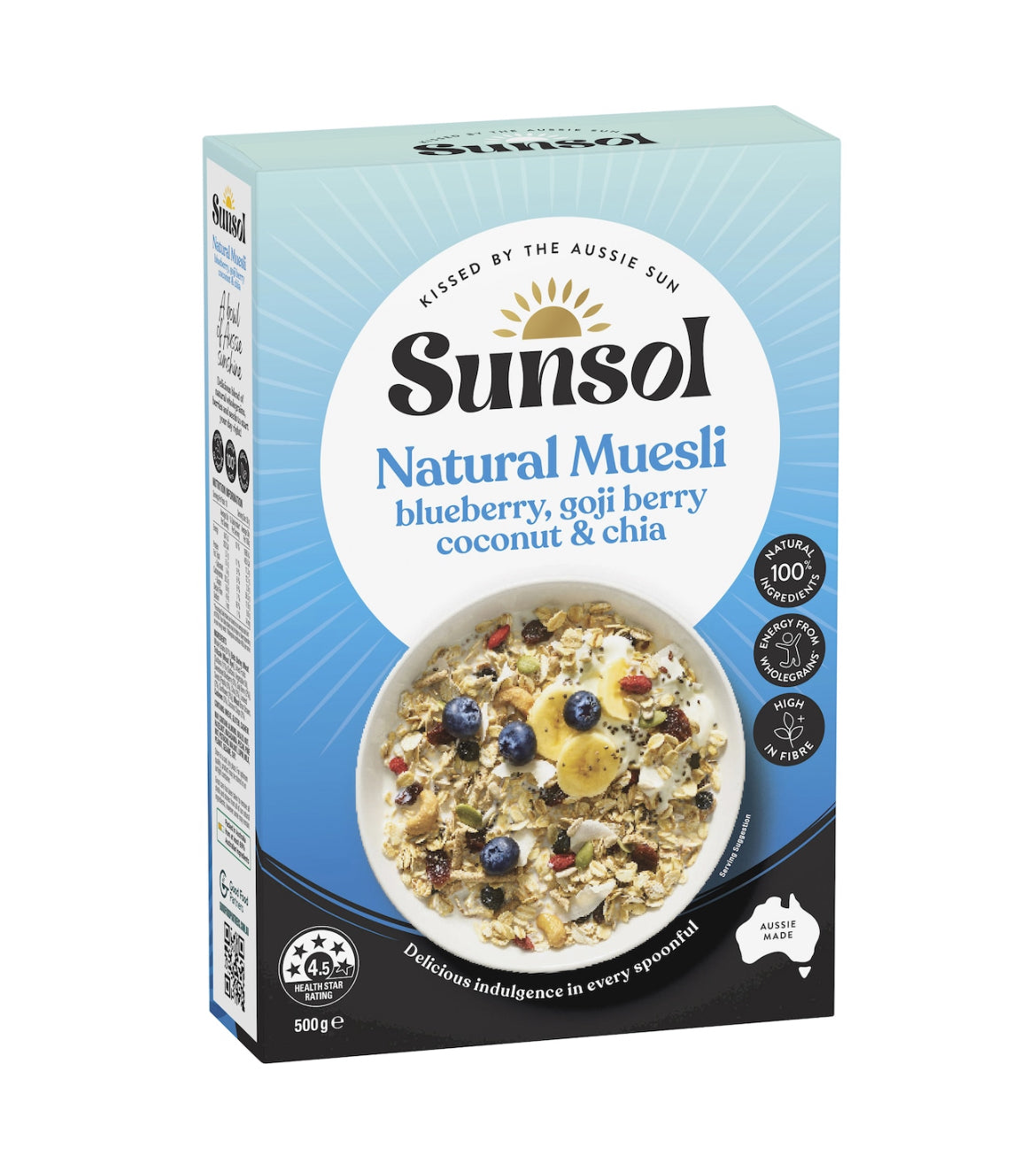 Sunsol Natural Muesli-Blueberry goji berry, coconut &Chia 500g