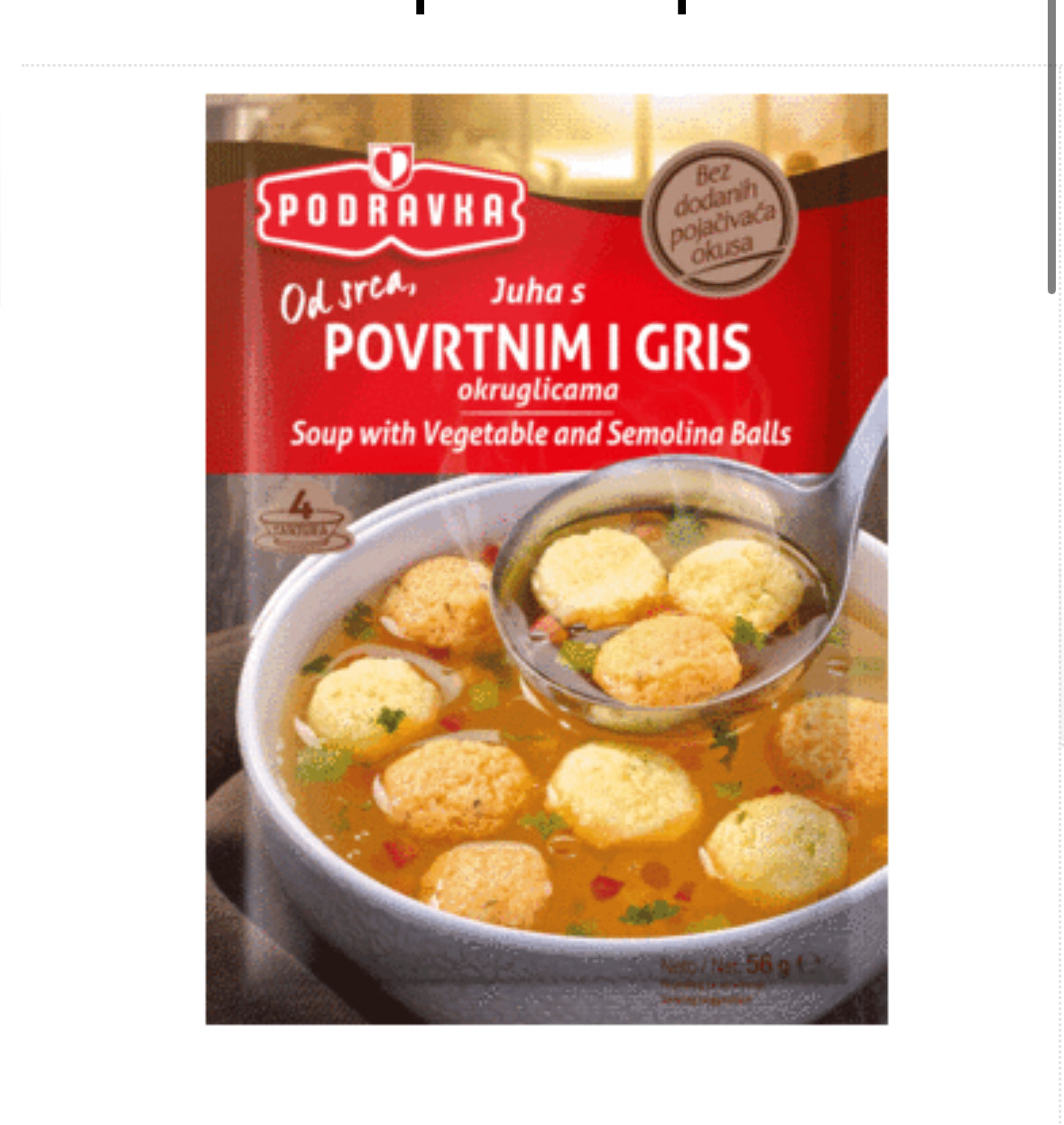Podravka Soup with Vegetables and Semolina Balls