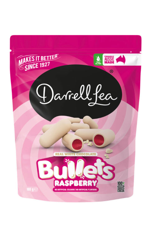 Darrell Lea White Chocolate Raspberry Bullets | 180g