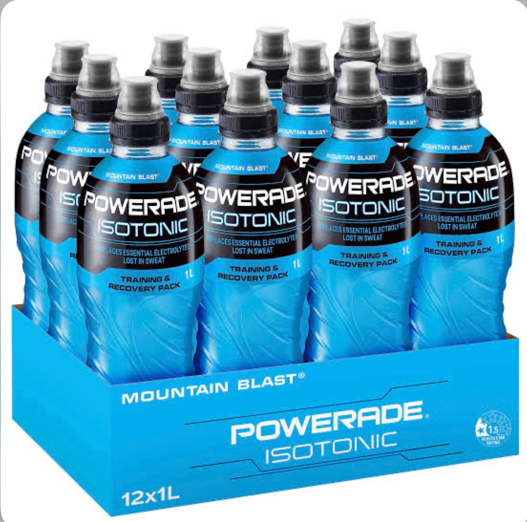 Powerade Sports BLUE Drink Multipack Sipper Cap Bottles 12 x 600mL