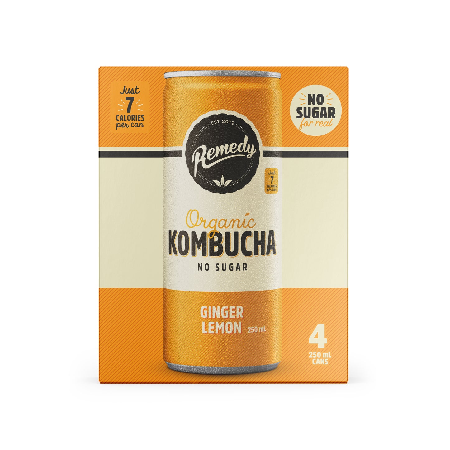 Remedy Ginger Lemon Kombucha 250ml X4 Pack