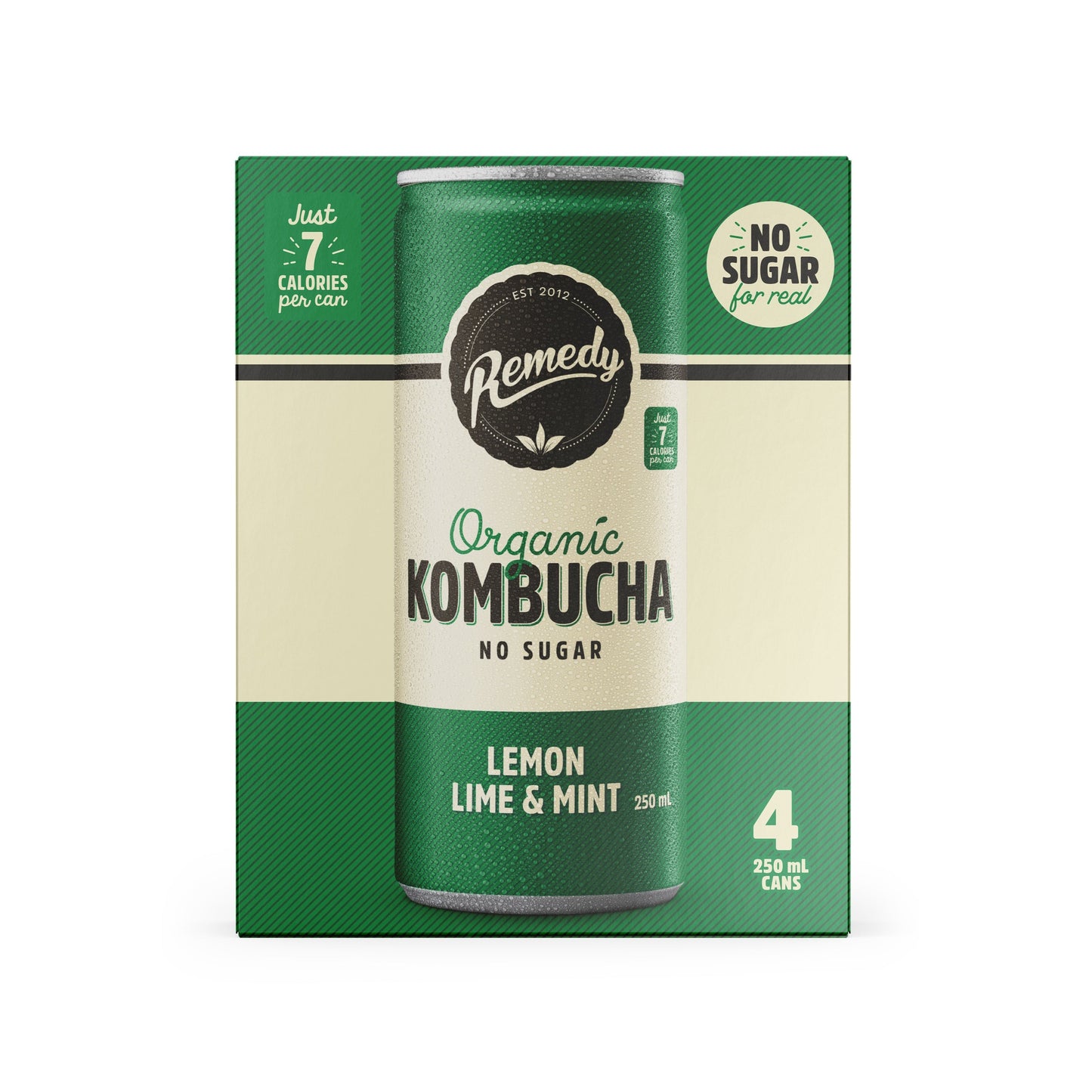 Remedy Lemon Lime Mint Kombucha 250ml 4X Pack
