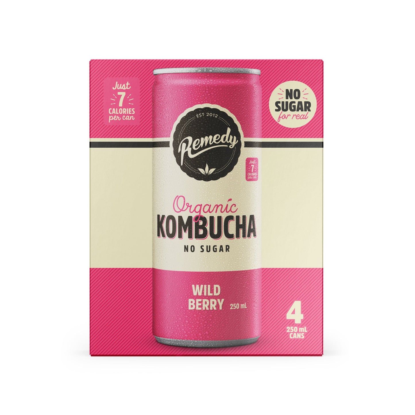 Remedy Wild Berry Kombucha 250ml X4 Pack