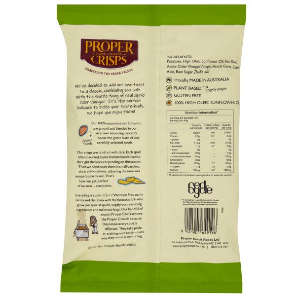 Proper Core Crisps Cider Vinegar and Sea Salt 140g