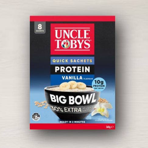 Uncle Tobys Oats Quick Sachets Big Bowl Protein Vanilla 368g