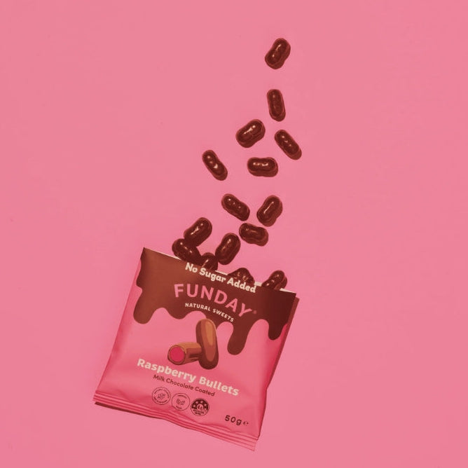 Funday Milk Chocolate Raspberry Bullets 50g