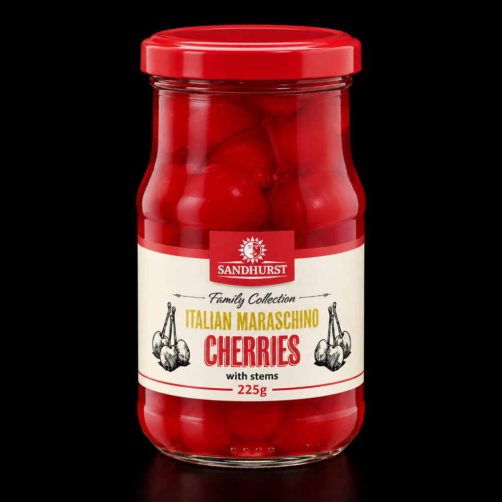 Sandhurst Italian Maraschino Cherries 225g with Stems