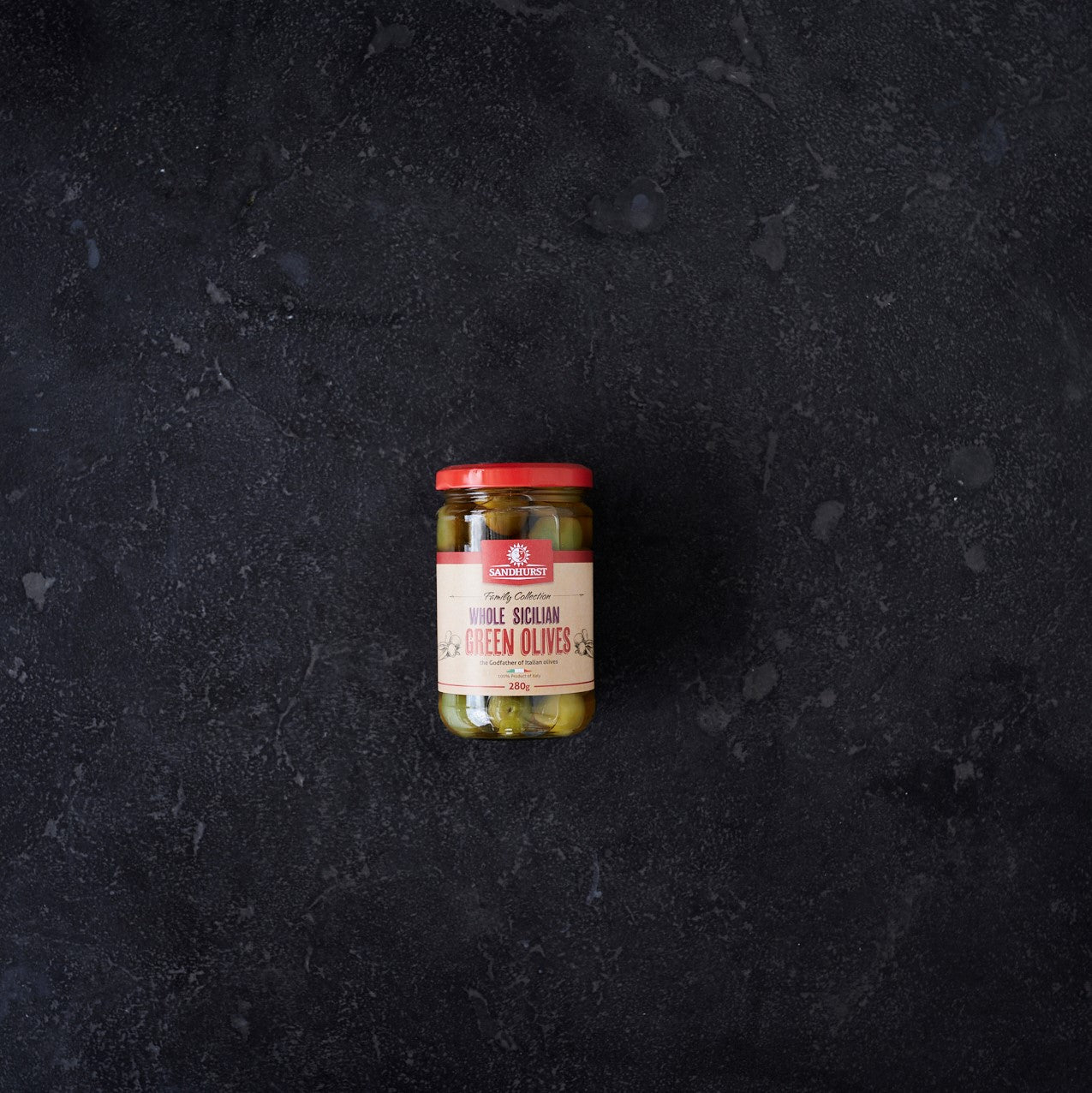 Sandhurst Whole Sicilian Green Olives 280g