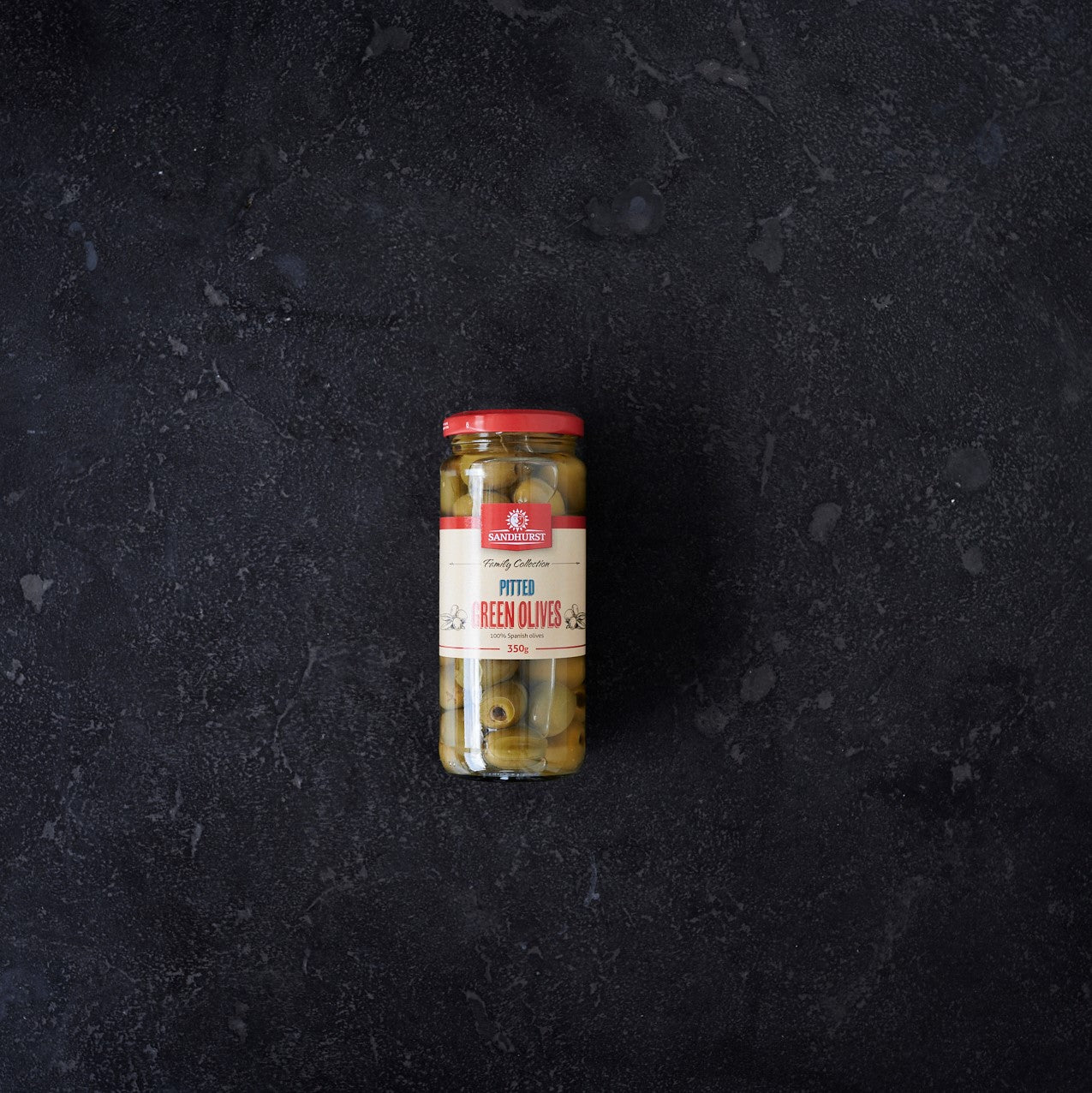 Sandhurst Pitted Green Olives 350g
