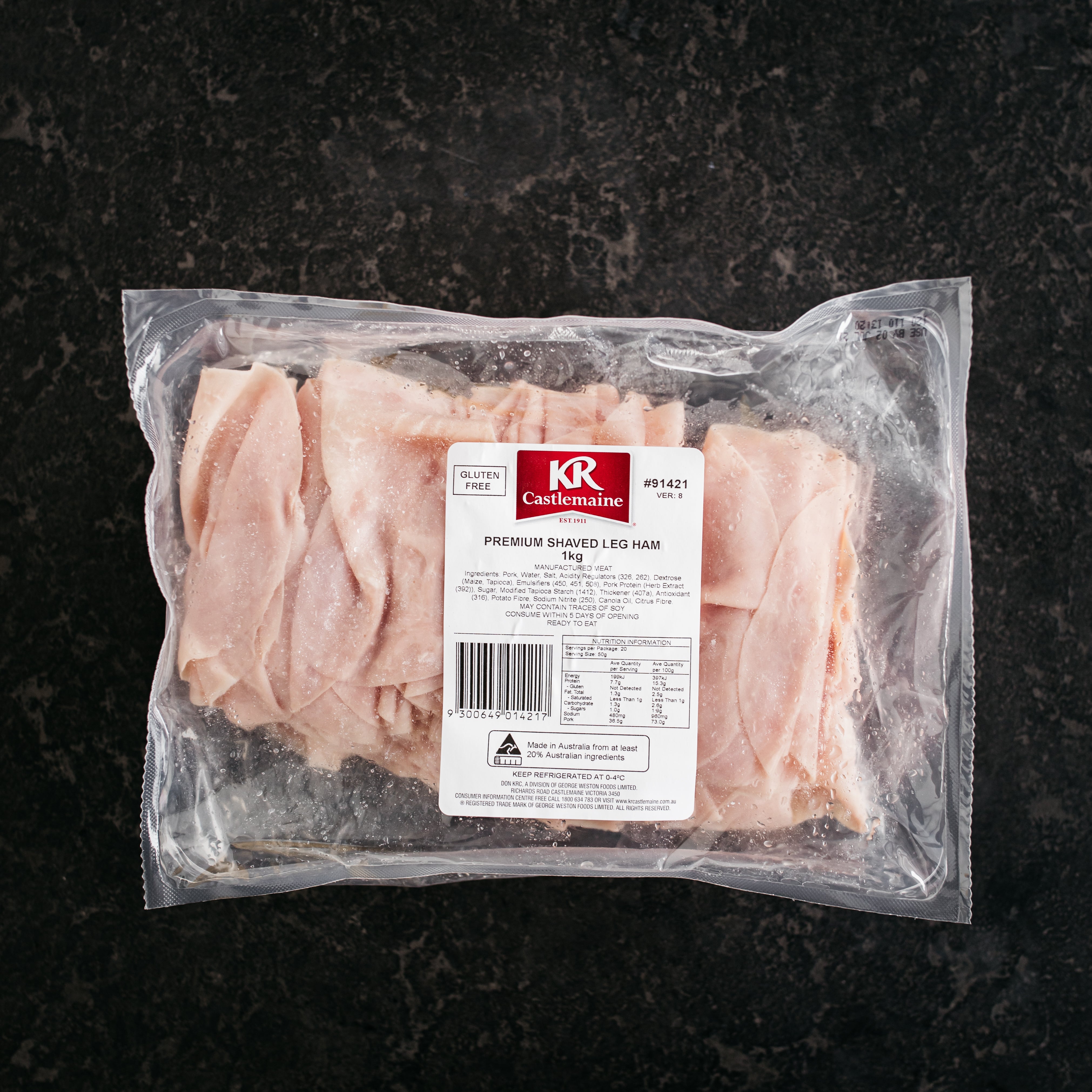 Premium Shaved Leg Ham 1kg Kr Castlemaine Alpha Fresh 