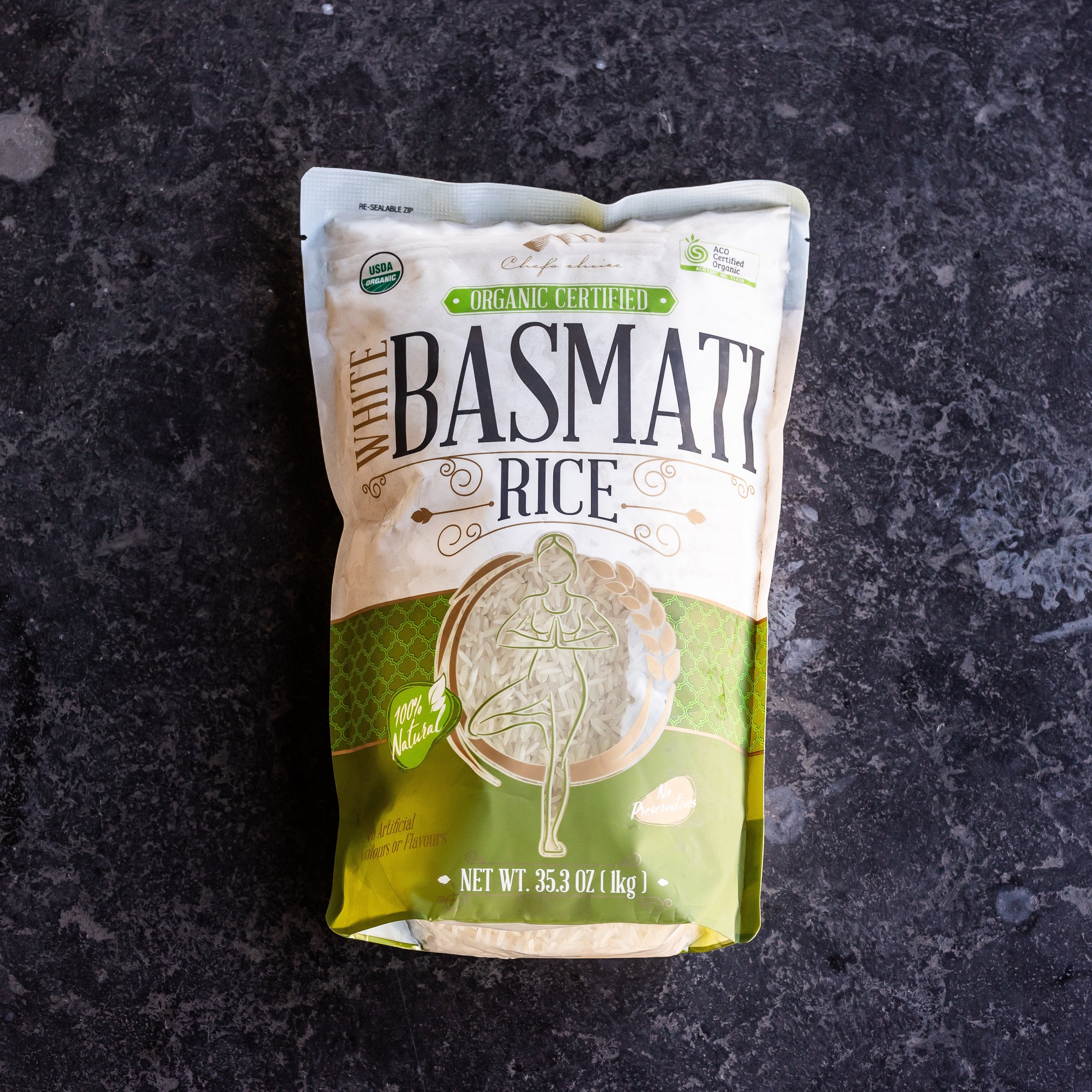 Natural Basmati Rice SPECIAL Certified Organic White Basmati Rice 1kg – Alpha Fresh