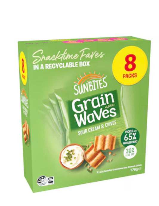 Sunbites Grain Waves Wholegrain Chips Kids' Lunchbox Multipack 8 pack