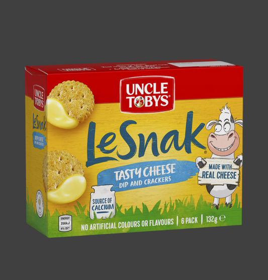 Uncle Tobys Le Snak Tasty Cheese Dip & Crackers 6 Pack