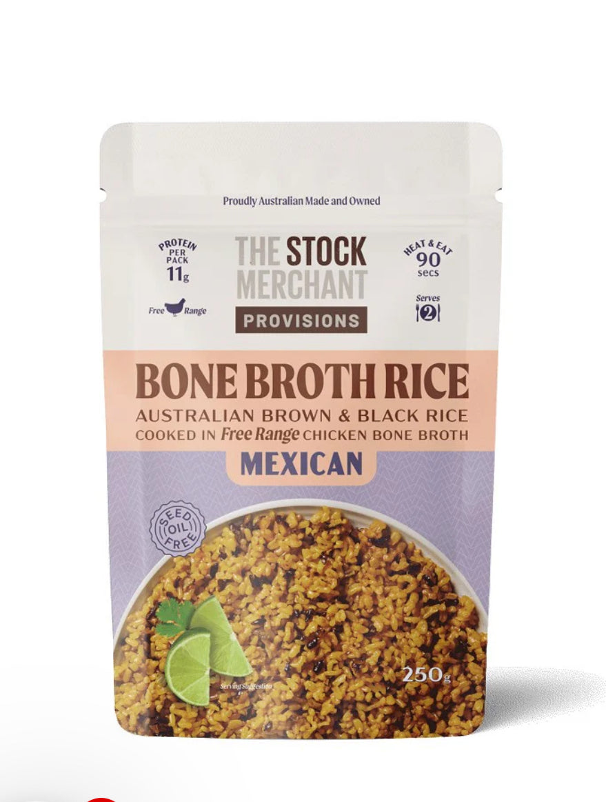 THE STOCK MERCHANT PROVISIONS BONE BROTH RICE MEXICAN 250g