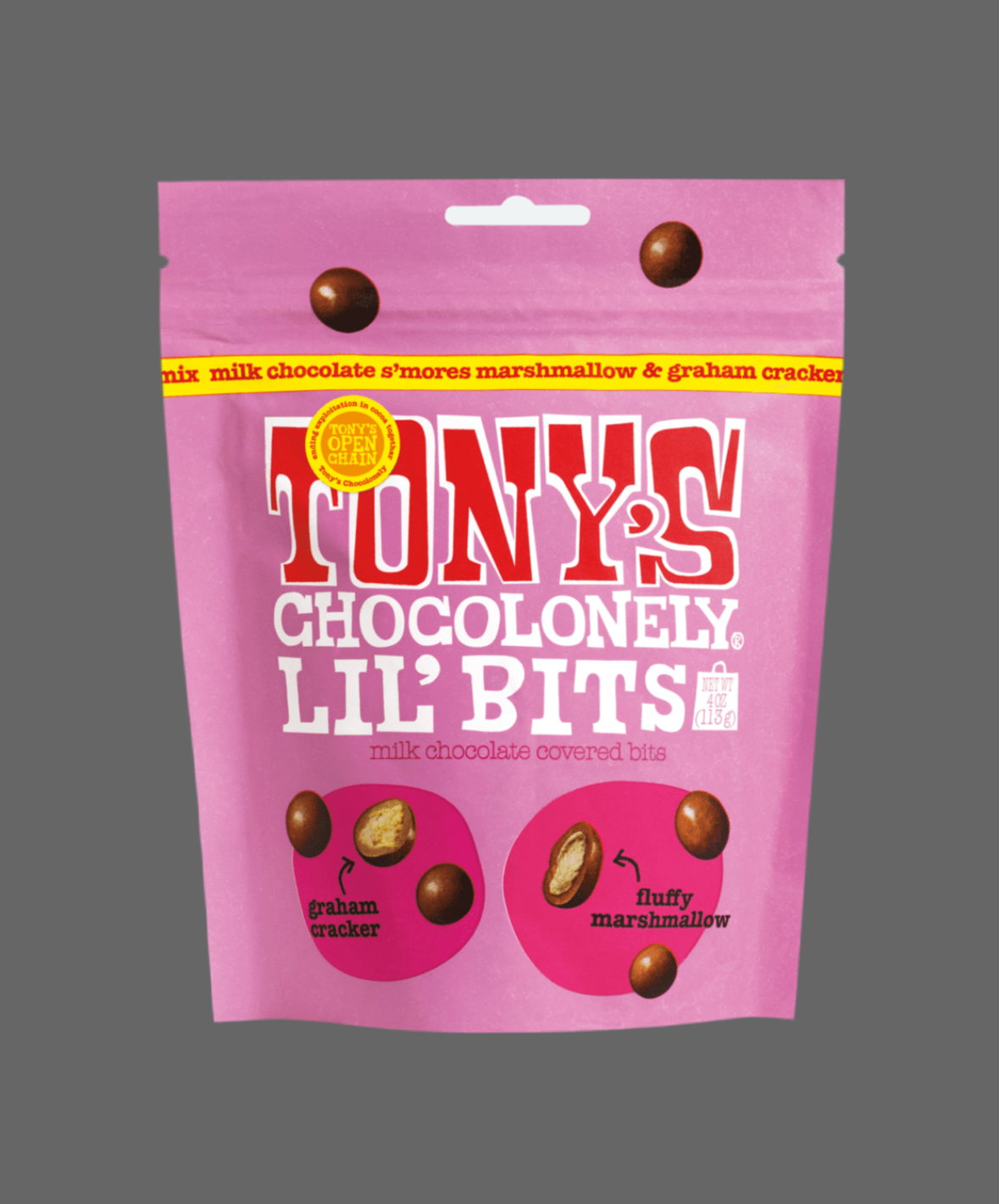 TONYS LIL BITS MILK MARSHMELLOW SMORES MIX BAG 113g