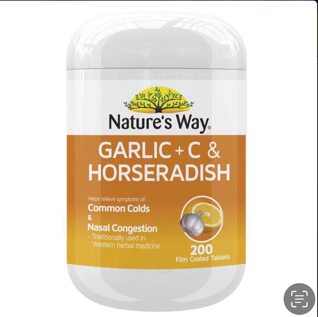 Garlic+C & Horseradish 200 Film Coated Tablets