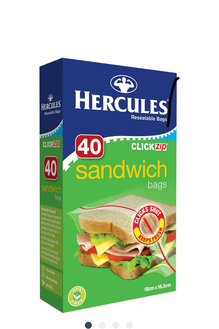 Hercules Resealable Sandwich Bags 40pk