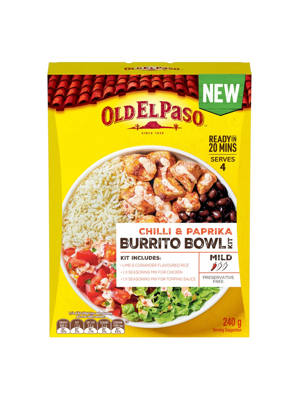 Old El Paso Burrito Bowl Kit Meal Box