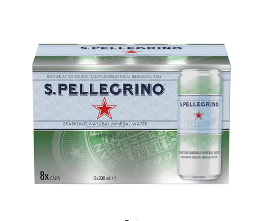 San Pellegrino Sparkling Natural Mineral Water 330ml 8x Pack