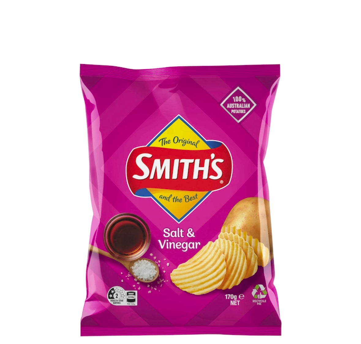 Smith's Crinkle Cut Potato Chips Salt & Vinegar 170g