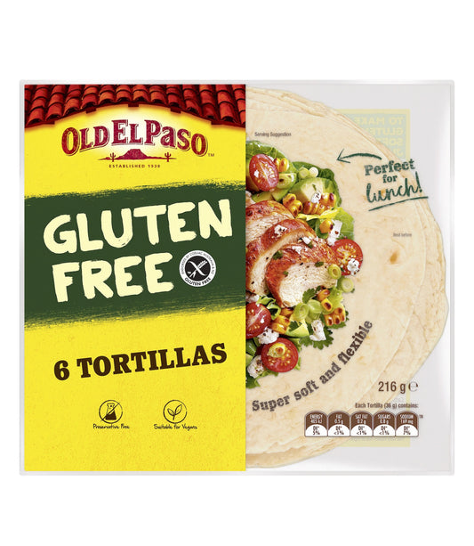 Old El Paso Gluten Free Tortillas 6pk 216g