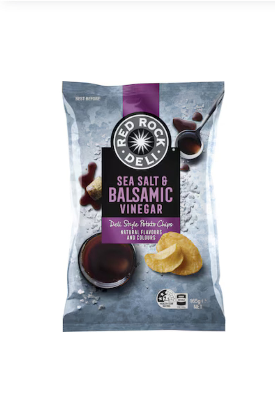 Red Rock Deli Potato Chips Sea Salt & Balsamic Vinegar 165g