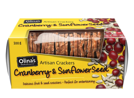 Olina’s Cranberry & Sunflower Seeds Artisan Crackers 100g