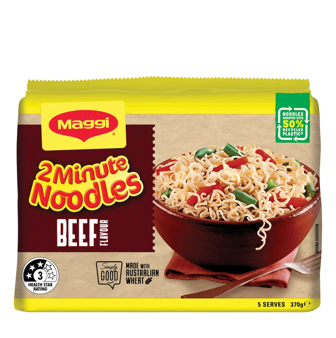 Maggi 2 Minute Beef Flavour Noodles 5pk