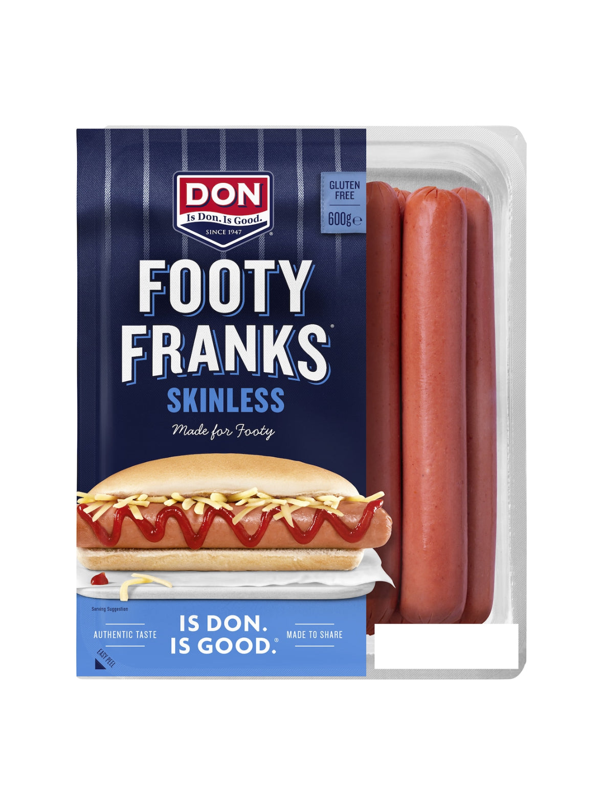 Don Footy Franks Skinless 600g