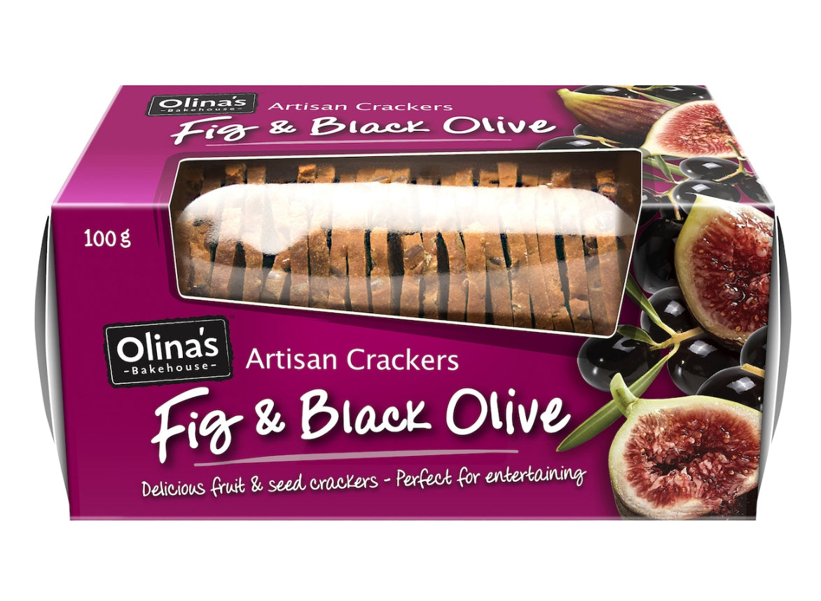 Olina’s Fig & Black Olive Artisan Crackers 100g