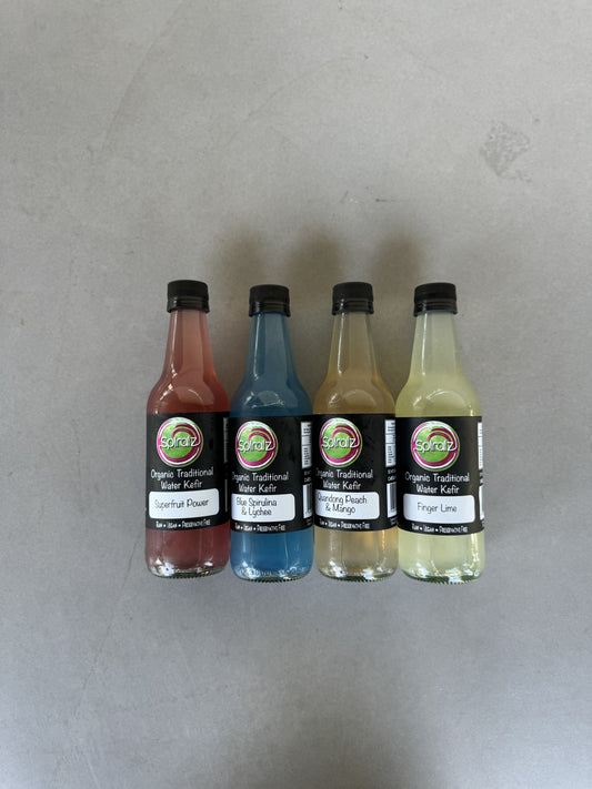 Mix Flavours Organic Kefir Water 4pk   **Raw-Vegan-Preservative Free**