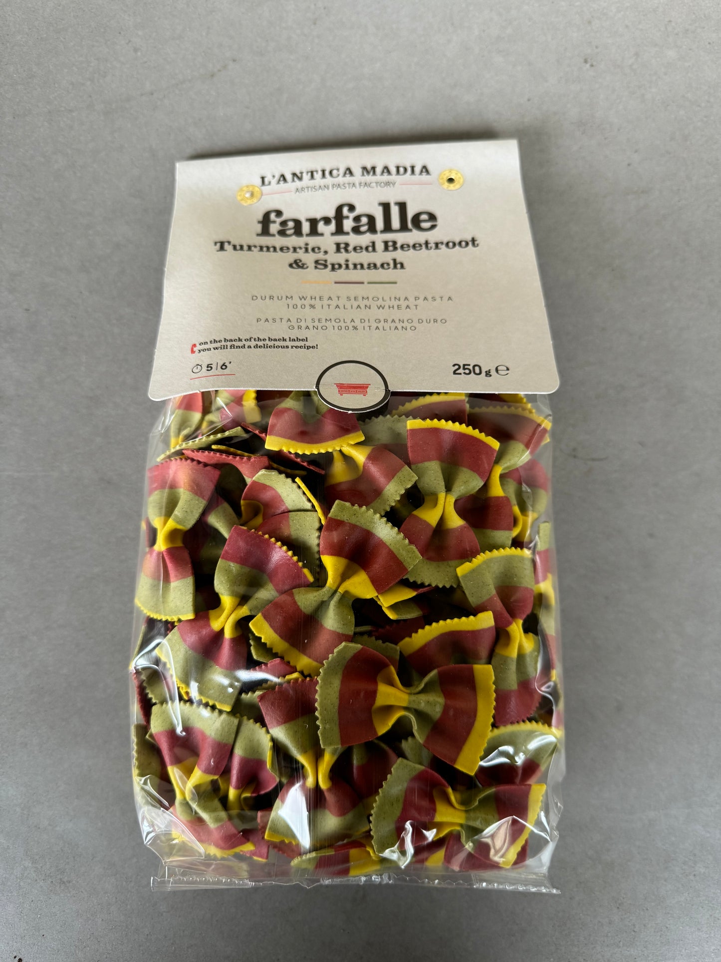 L’Antica Madia Farfalle Tumeric,Beetroot &Spinach 250g