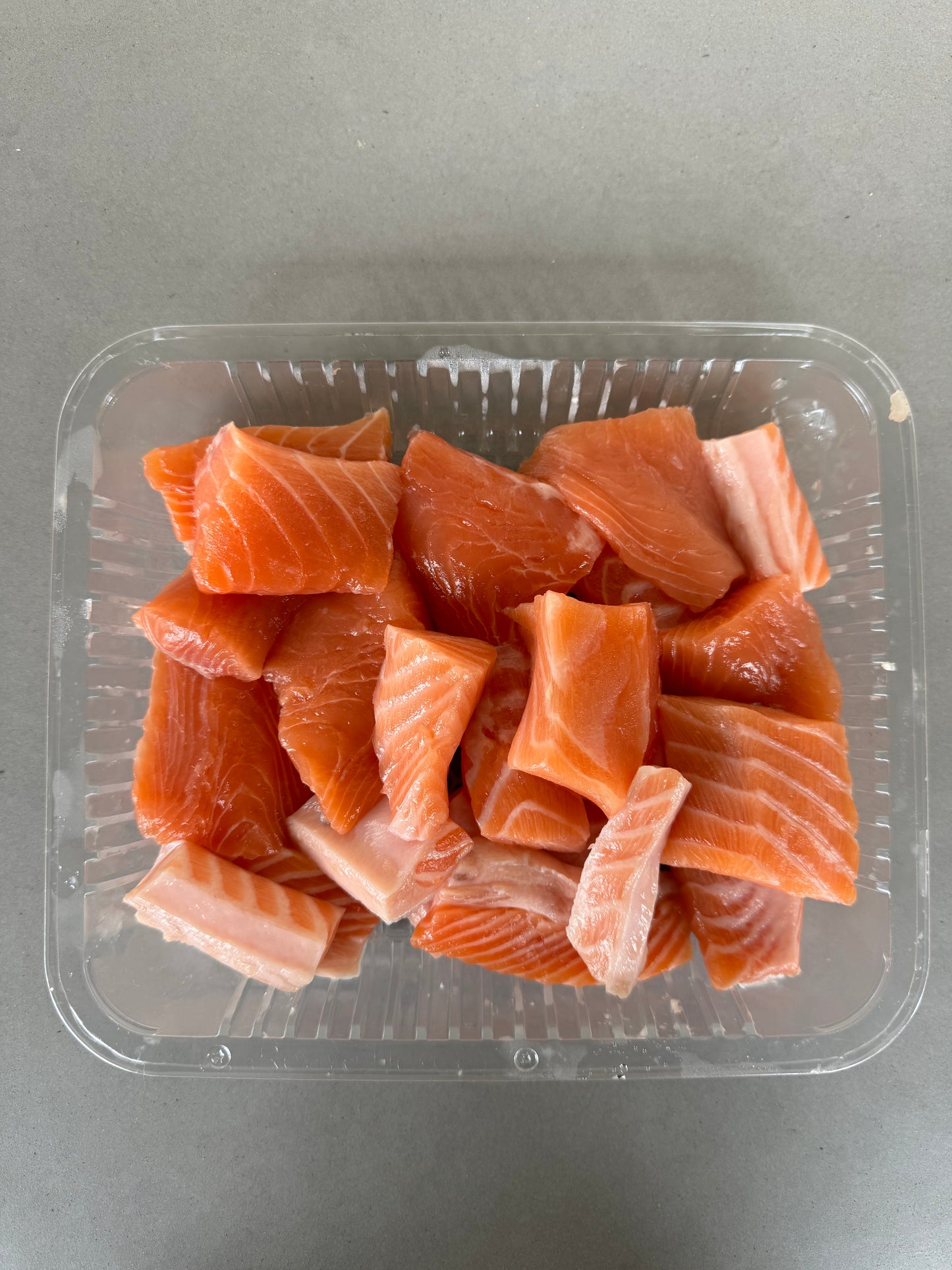 Cubed Pet Meat Human Grade Salmon Fillets 500g Tray -Fresh