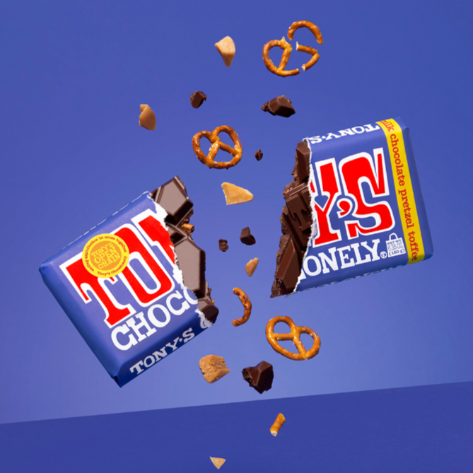 Tony's Chocolonely Dark Milk Chocolate Pretzel Toffee 180g – Alpha Fresh