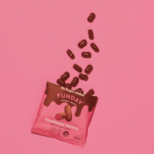 Funday Milk Chocolate Raspberry Bullets 50g