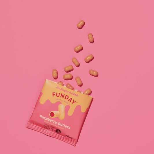 Funday White Chocolate Raspberry Bullets 50g
