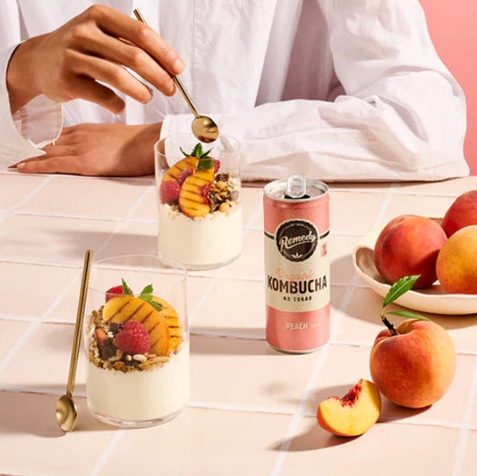Remedy Peach Kombucha 250ml X4 Pack