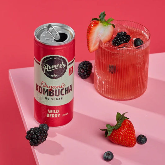 Remedy Wild Berry Kombucha 250ml X4 Pack