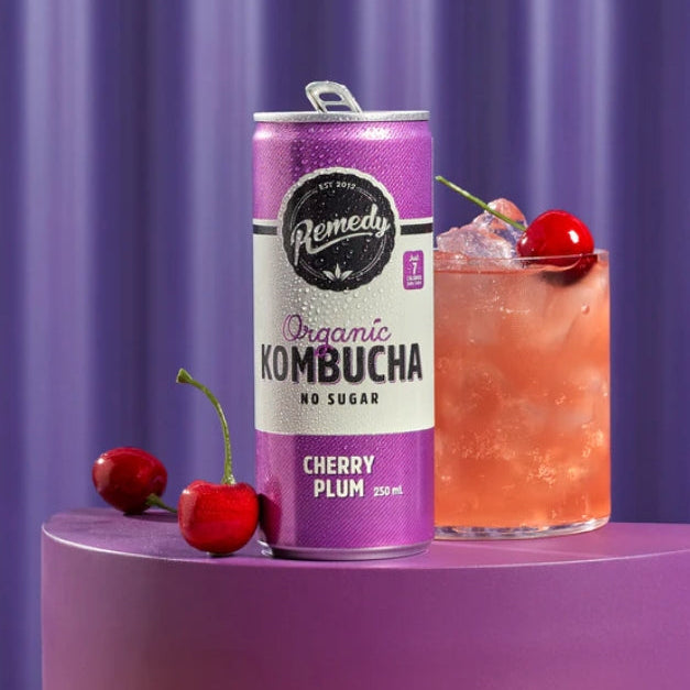 Remedy Cherry Plum Kombucha 250ml X4 Pack