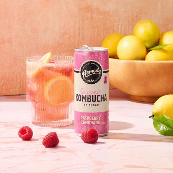 Remedy Raspberry Lemonade Kombucha 250ml X4 Pack