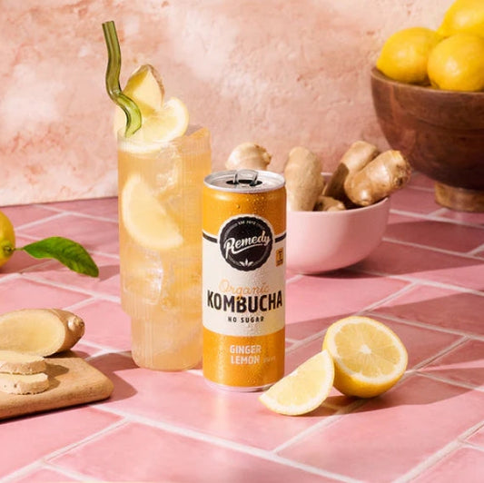 Remedy Ginger Lemon Kombucha 250ml X4 Pack