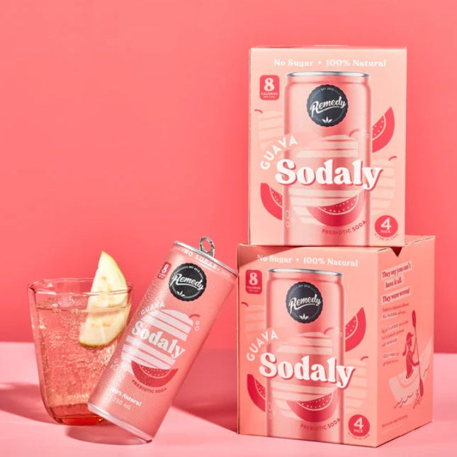 Remedy Guava Sodaly Prebiotic Prebiotic Soda No Sugar Cans 4x250ml