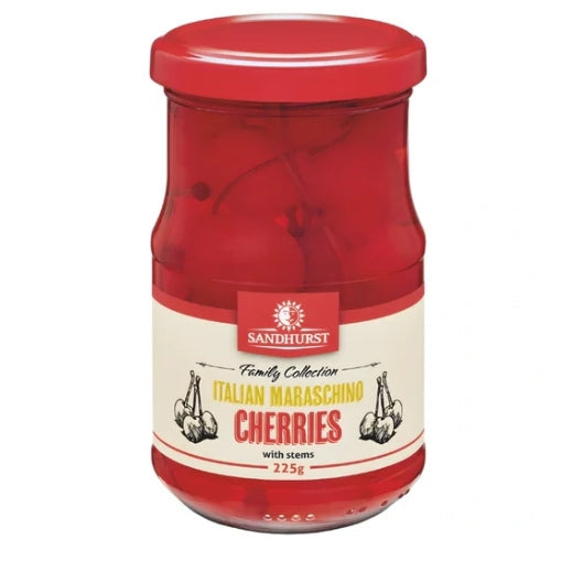 Sandhurst Italian Maraschino Cherries 225g with Stems