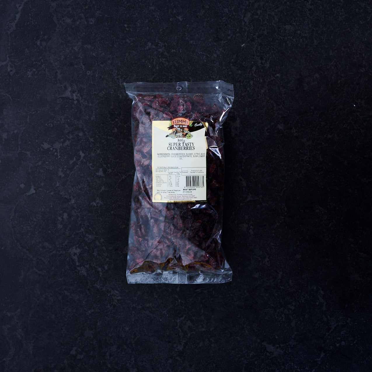 Yummy Snack Co Cranberries Dried 500g