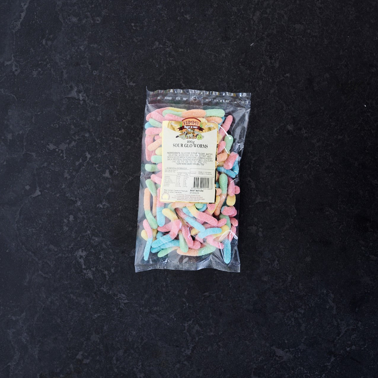 Yummy Snack Co Sour Glo Worms 400g