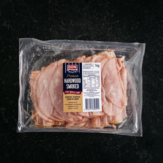 Premium Hardwood Smoked Sliced Ham 1kg - Don Smallgoods