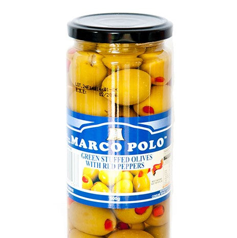 Marco Polo Green Olives Stuffed With Pepper Paste 500g